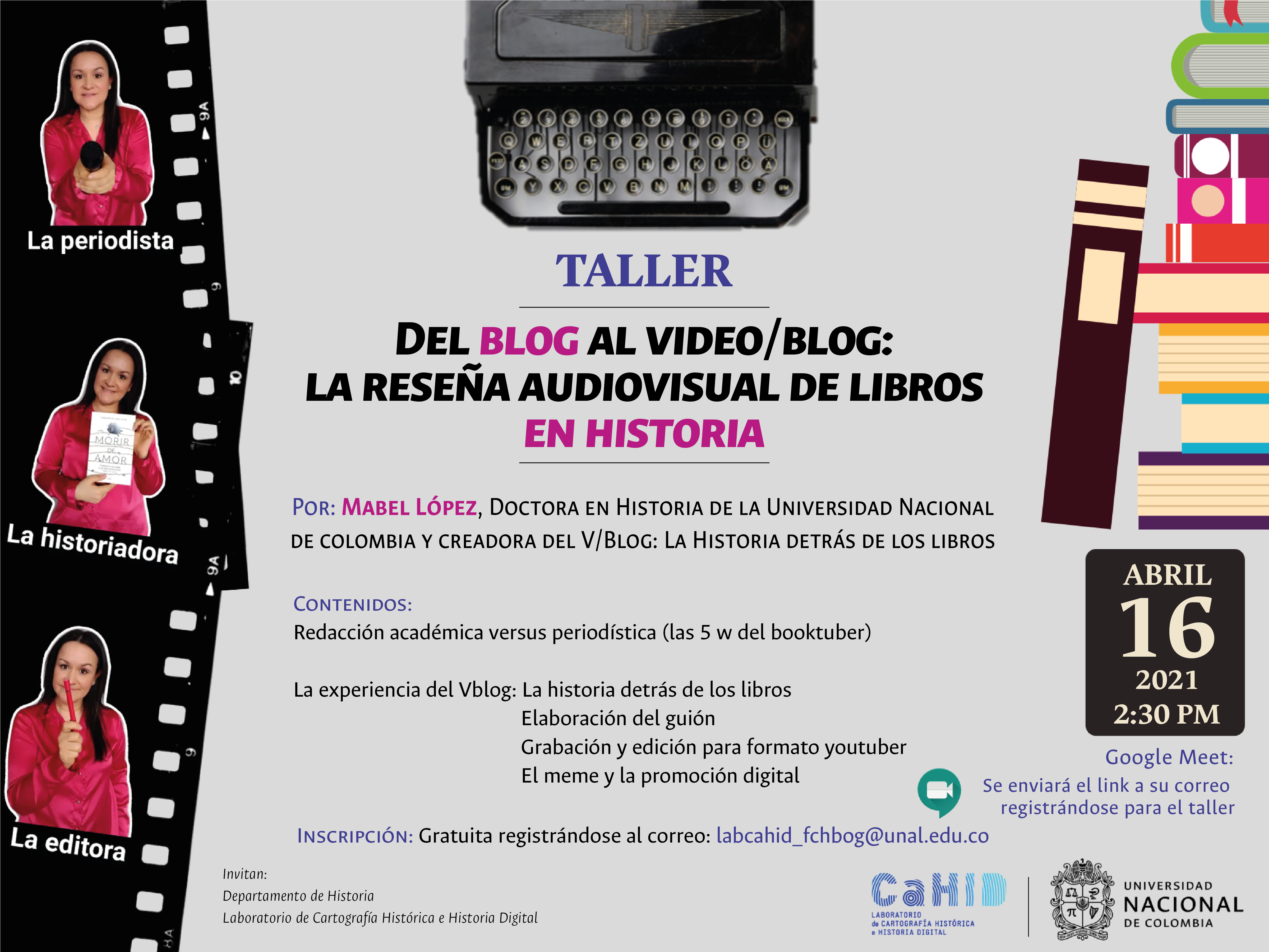 Taller: Del blog al video/blog: la reseña audiovisual de libros en Historia