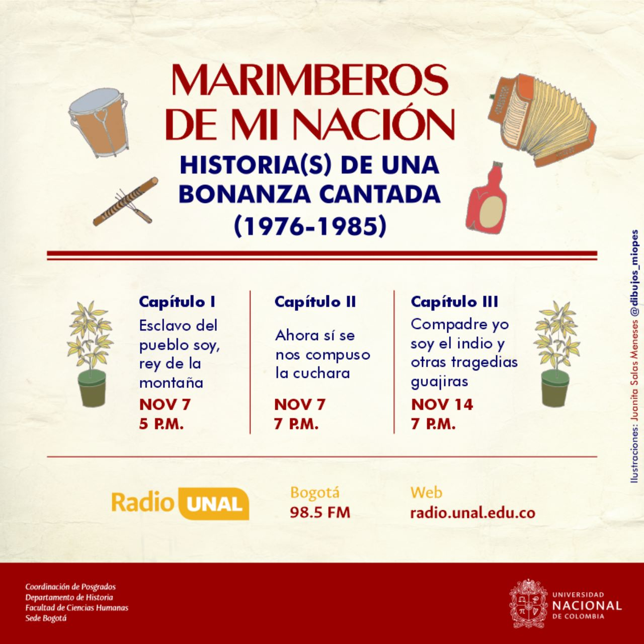 Transmisión de la Tesis Marimberos de mi nación: historia(s) de una bonanza cantada 1975-1985 por UN Radio