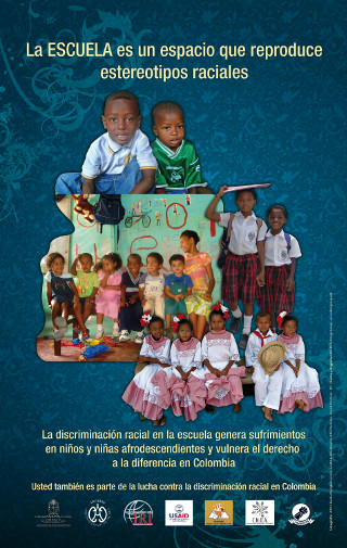 Afiche campaña contra la discriminación racial - escuela