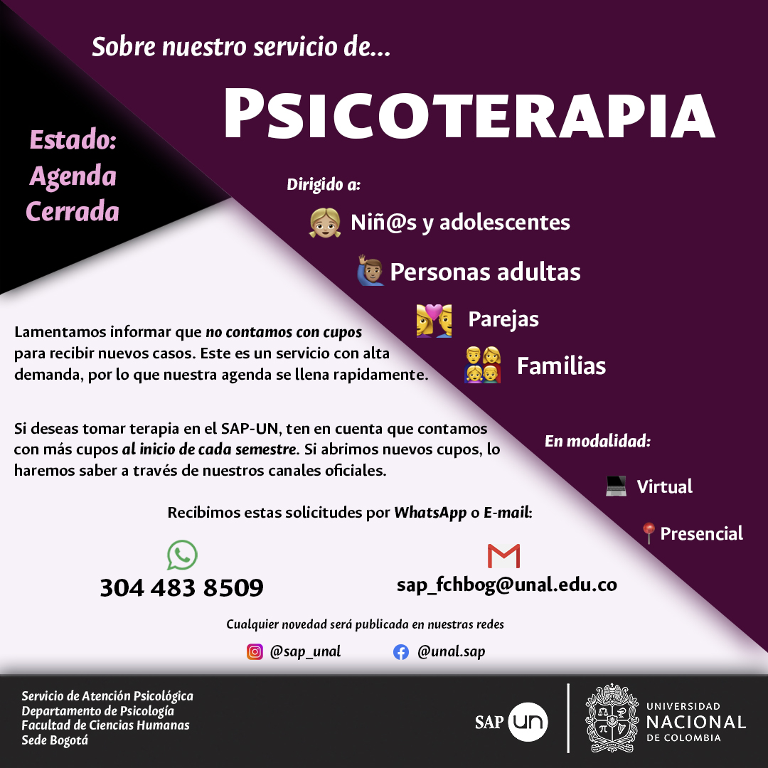 Psicoterapia: Agenda Cerrada