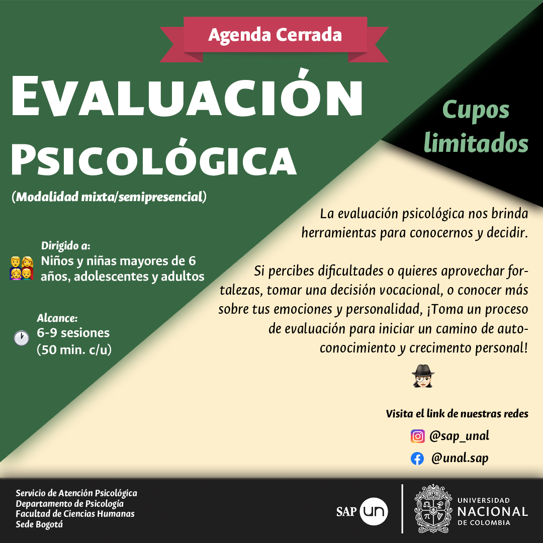 Evaluación Psicológica: Agenda Cerrada