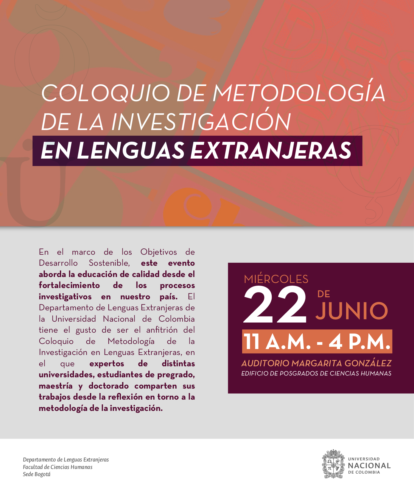 COLOQUIO DE METODOLOGÍA DE LA INVESTIGACIÓN EN LENGUAS EXTRANJERAS