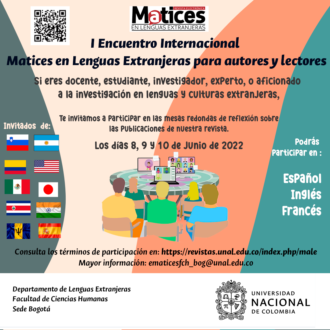 I ENCUENTRO INTERNACIONAL REVISTA MATICES EN LENGUAS EXTRANJERAS PARA AUTORES Y LECTORES