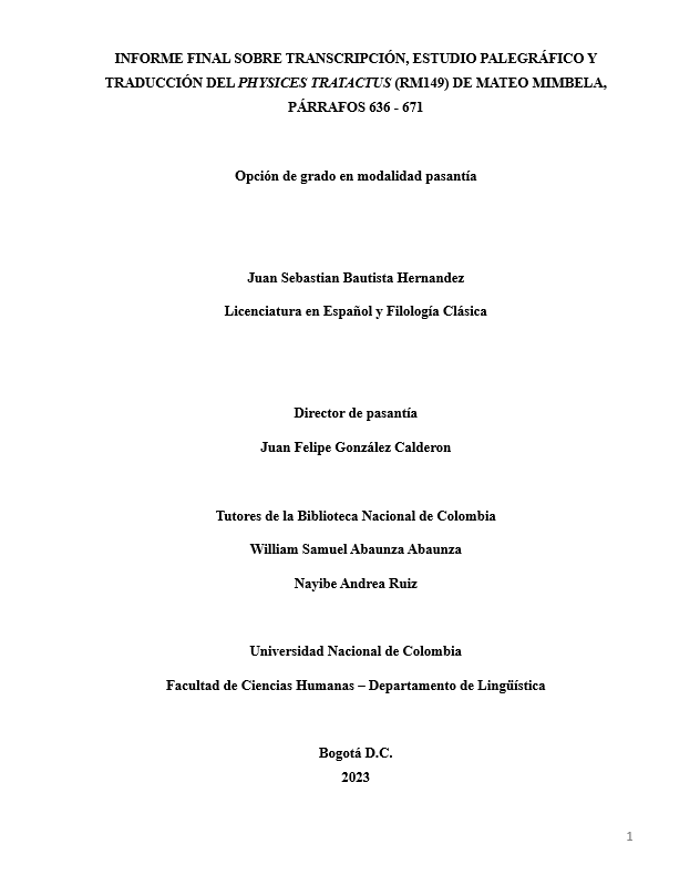 INFORME FINAL SOBRE TRANSCRIPCIÓN, ESTUDIO PALEGRÁFICO Y TRADUCCIÓN DEL PHYSICES TRATACTUS (RM149) DE MATEO MIMBELA,  PÁRRAFOS 636 - 671