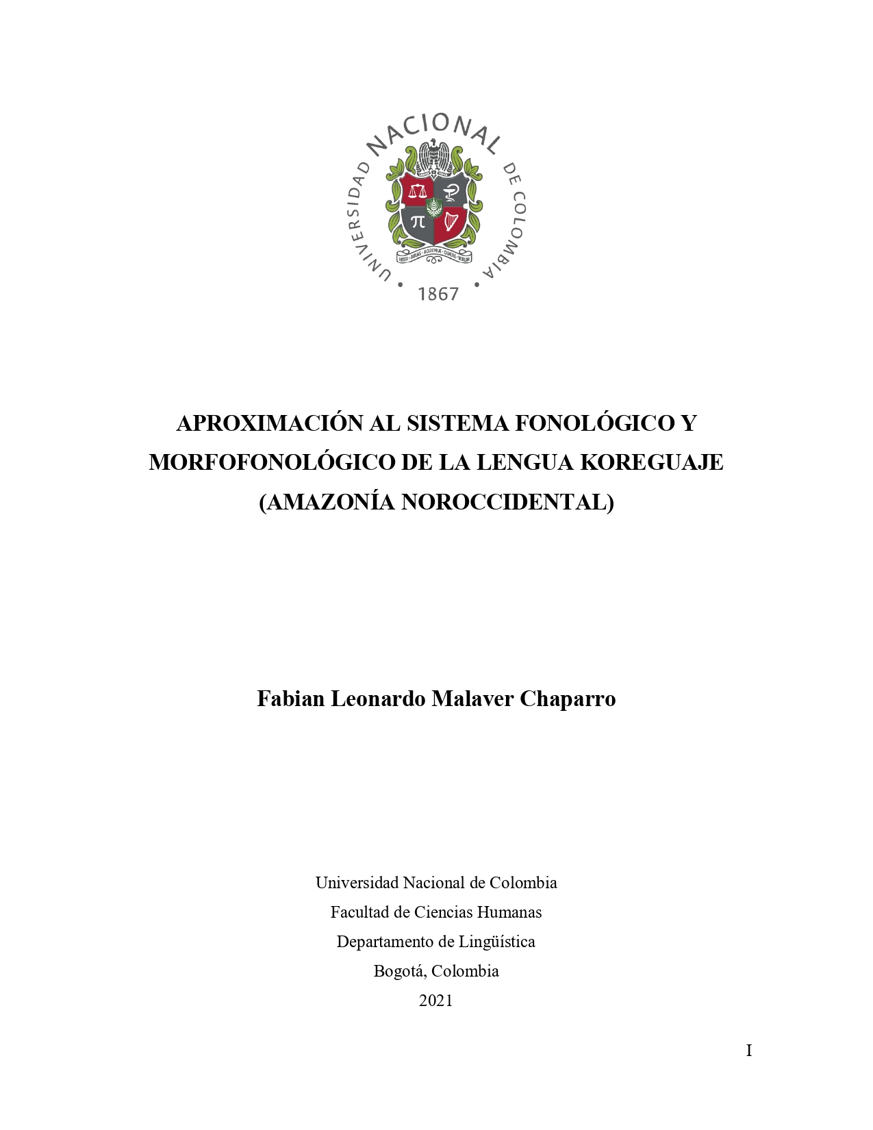 Aproximación al sistema fonológico y morfofonológico de la lengua koreguaje (Amazonía Noroccidental)