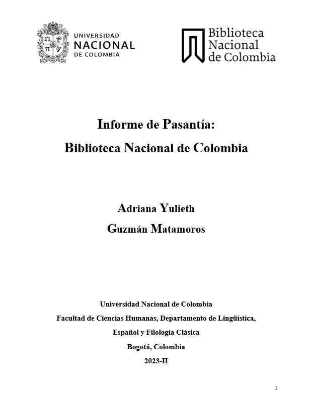 Informe de Pasantía: Biblioteca Nacional de Colombia