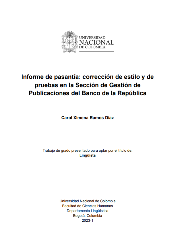 Informe de pasantía: Corrección de estilo y de pruebas en la Sección de Gestión de Publicaciones del Banco de la República