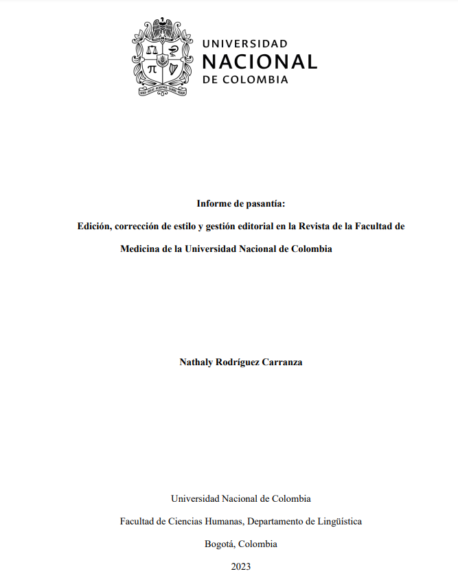 Edición, corrección de estilo y gestión editorial en la Revista de la Facultad de Medicina de la Universidad Nacional de Colombia