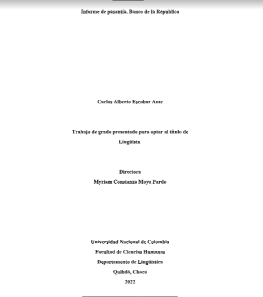 Informe de pasantía, Banco de la Republica