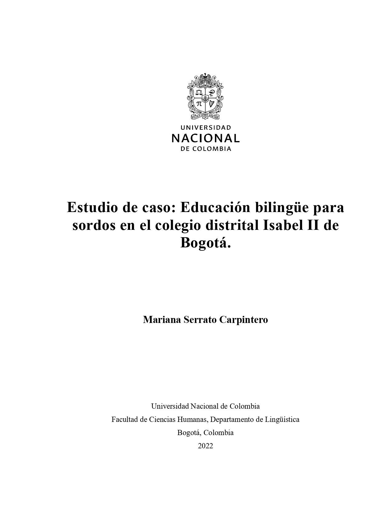 Estudio de caso Educación bilingüe para sordos en el colegio distrital Isabel II de Bogotá