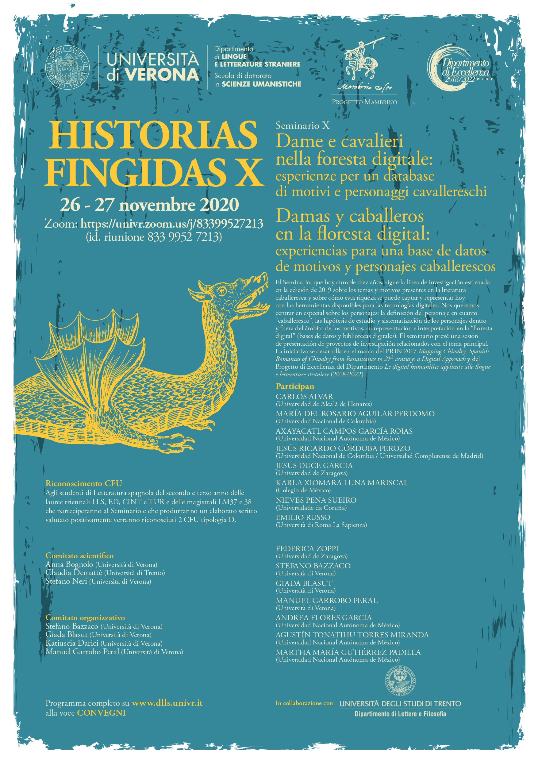 Seminario Historias Fingidas X: Damas y caballeros en la floresta medieval. (Università di Verona)