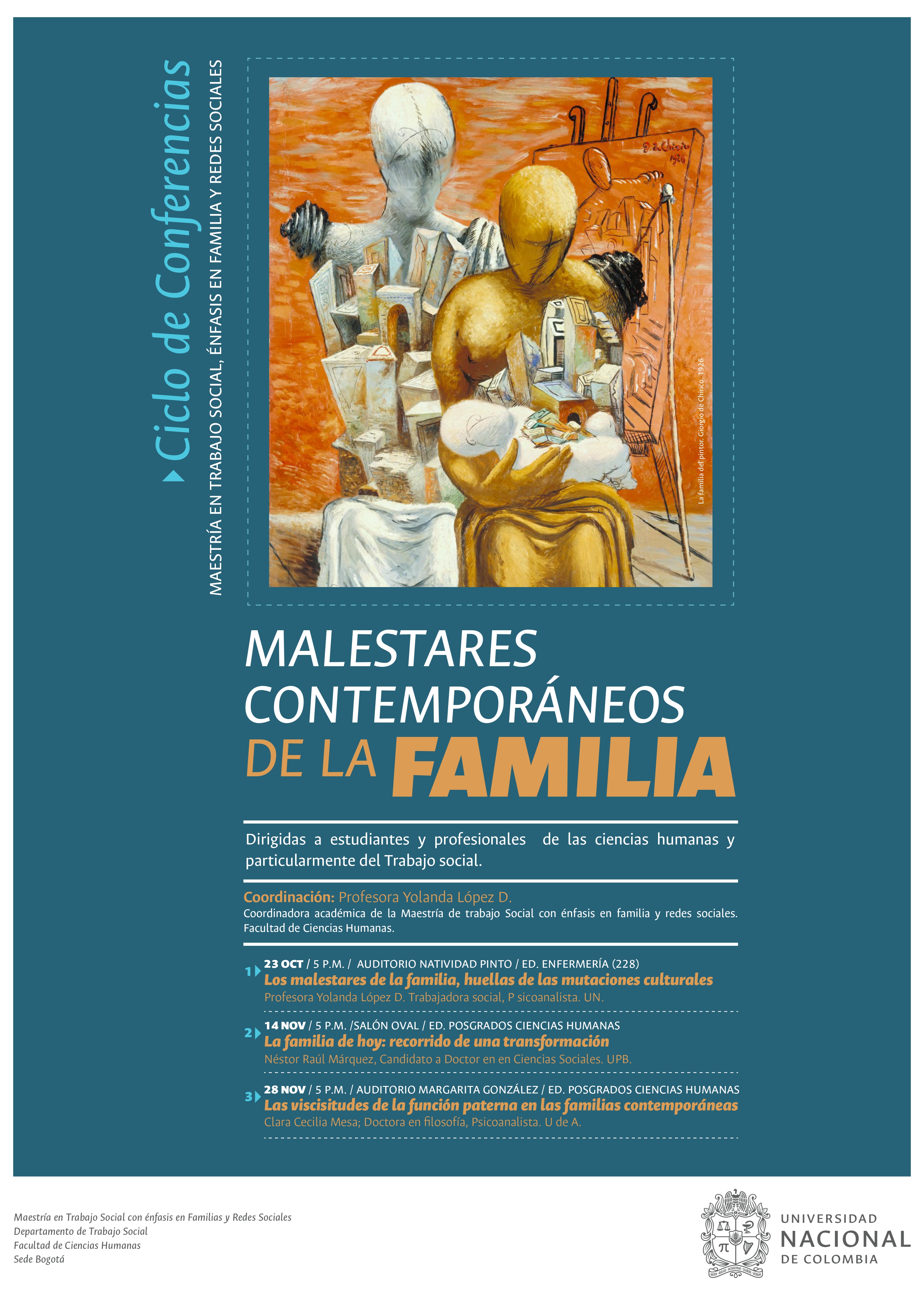 CICLO DE TRES CONFERENCIAS, Malestares Contemporáneos de la Familia (abierto al público)