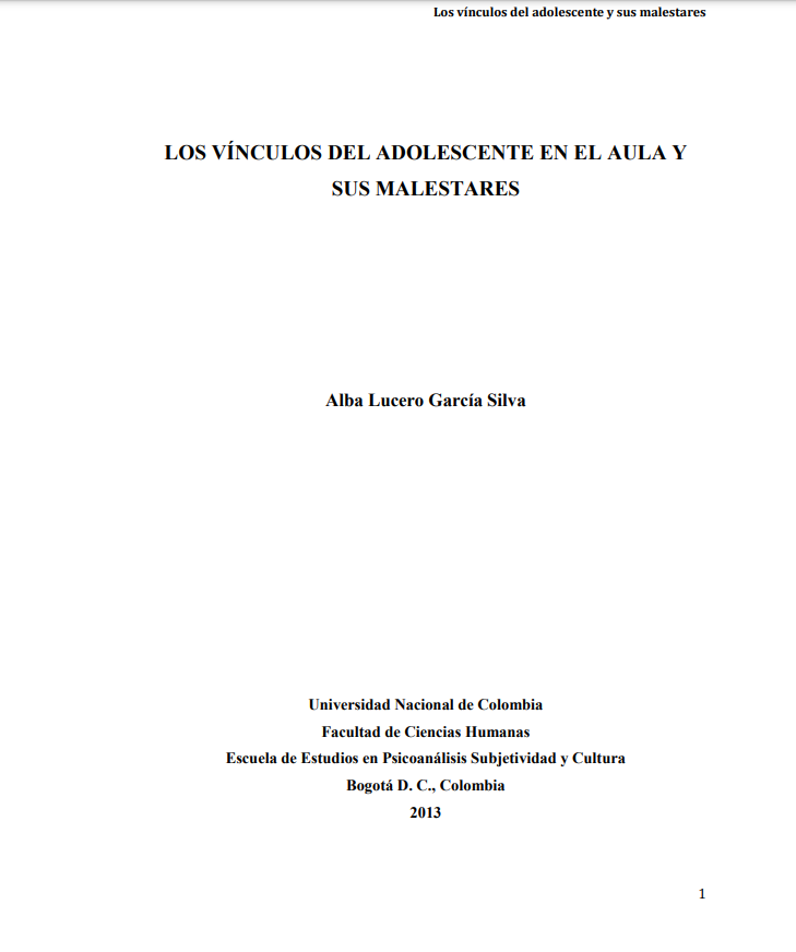 Los vínculos del adolescente en el aula y sus malestares 