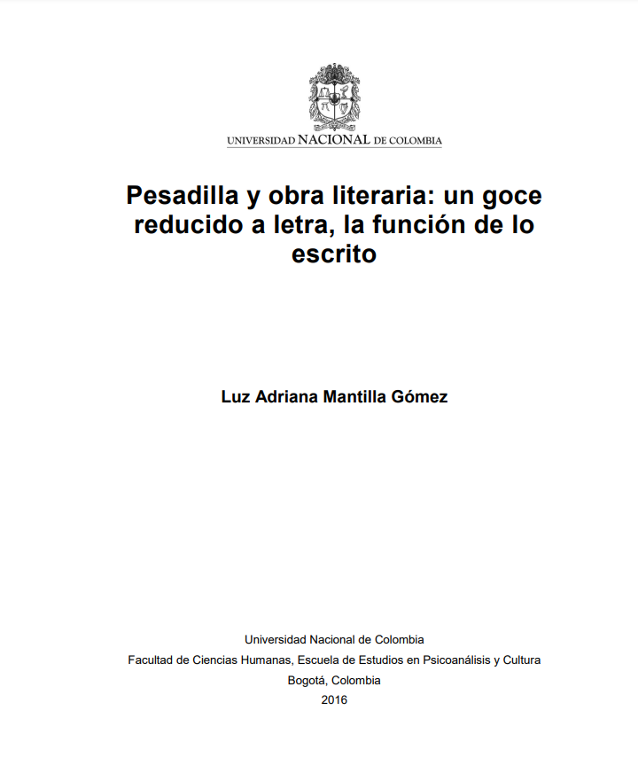 Pesadilla y obra literaria: un goce reducido a letra, la función de lo escrito 