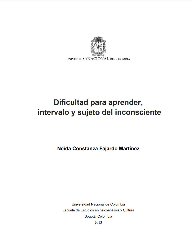 Dificultad para aprender, intervalo y sujeto del inconsciente 