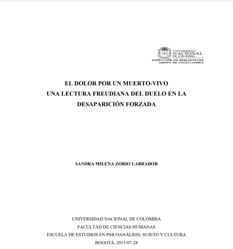 El dolor por un muerto-vivo: una lectura freudiana del duelo en la desaparición forzada